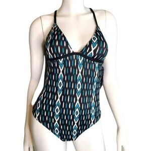 Hurley Black Green One Piece Bathing Suit Womens Size Medium NEW TAGS